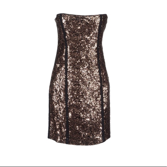 Patrizia Pepe Black/Copper Sequin Dress IT 42 - Picture 2 of 4